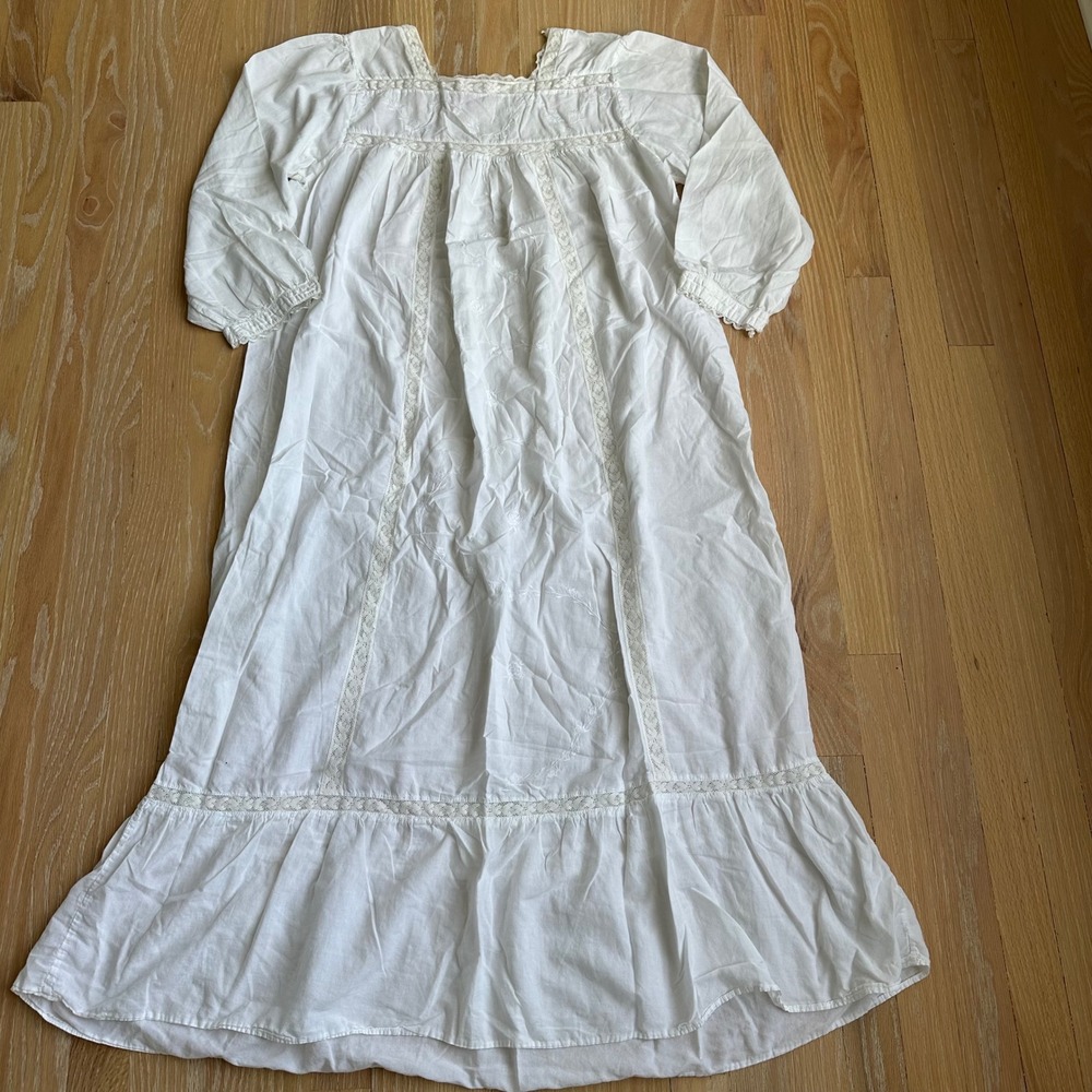 Vintage Saybury II Pairie Nightgown Kaftan Cottagecore Romantic White 14